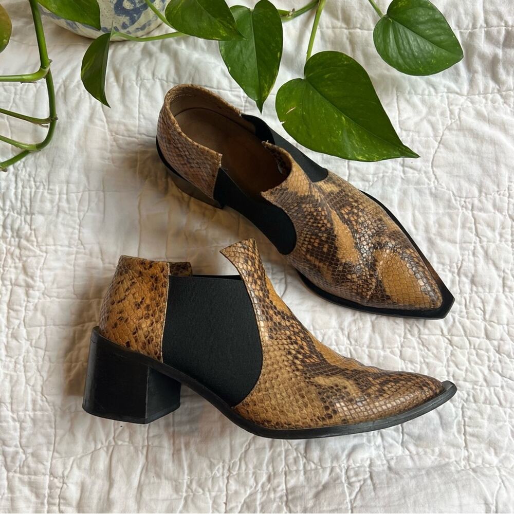 LAX Snake Embossed Leather Ankle Booties